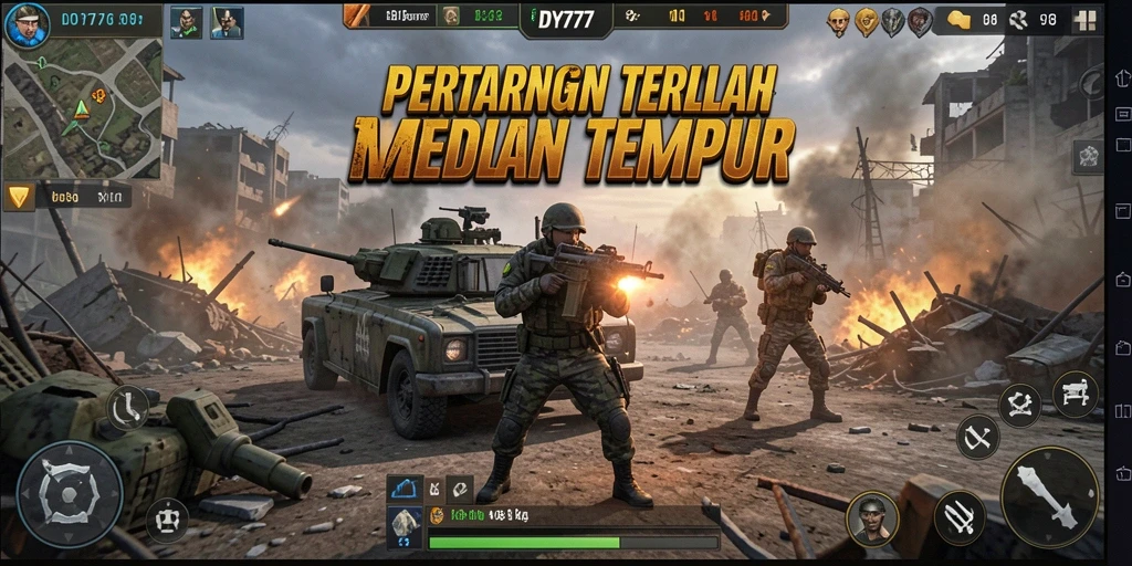 Screenshot gameplay DY777 menampilkan aksi mendebarkan dalam Battle Royale.