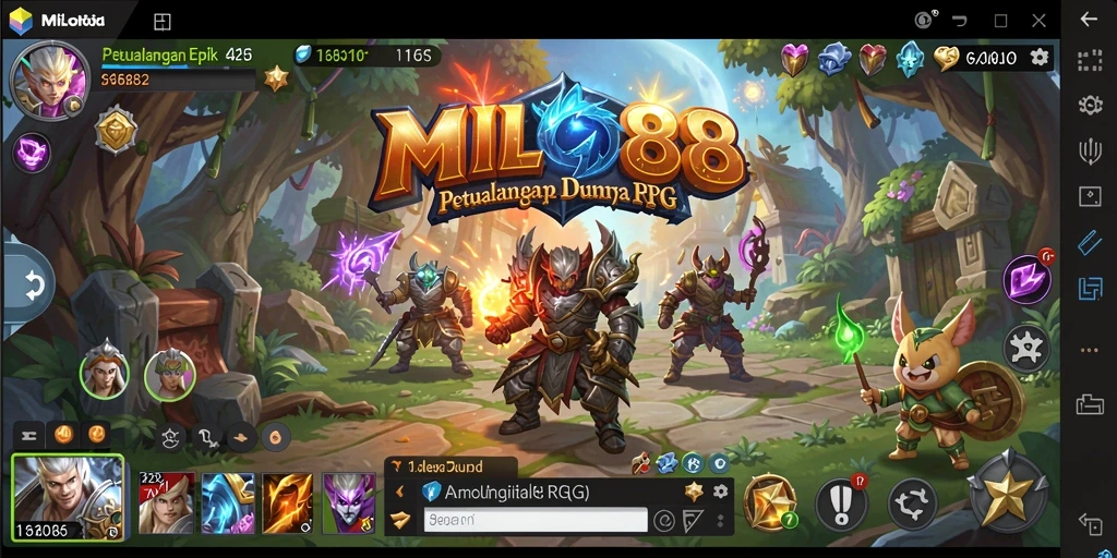 Screenshot gameplay <strong>MILO88</strong> menampilkan suasana petualangan RPG yang mendebarkan.