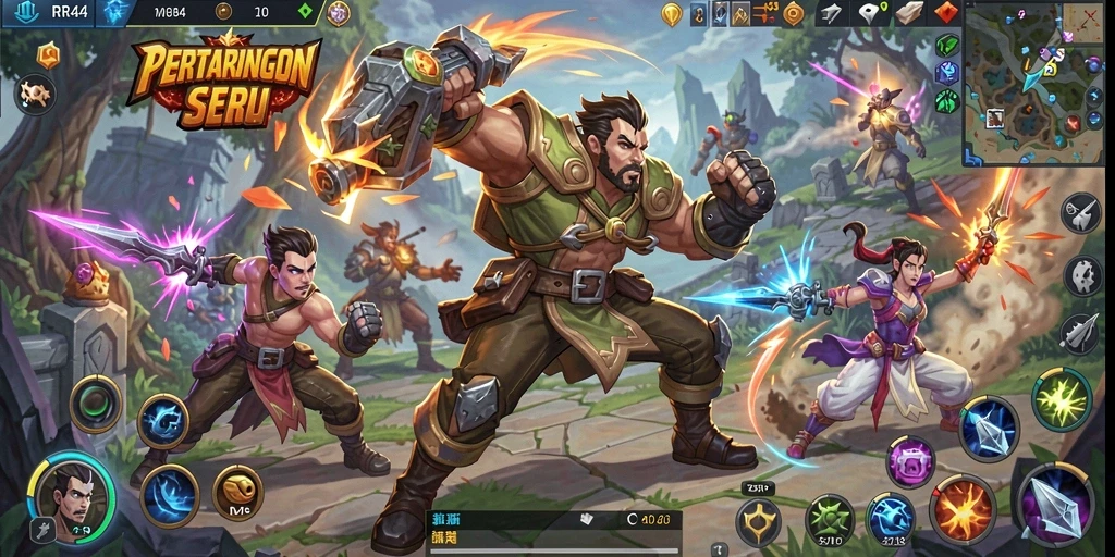 Tampilan gameplay dinamis dan seru dari RR44 dengan aksi MOBA.